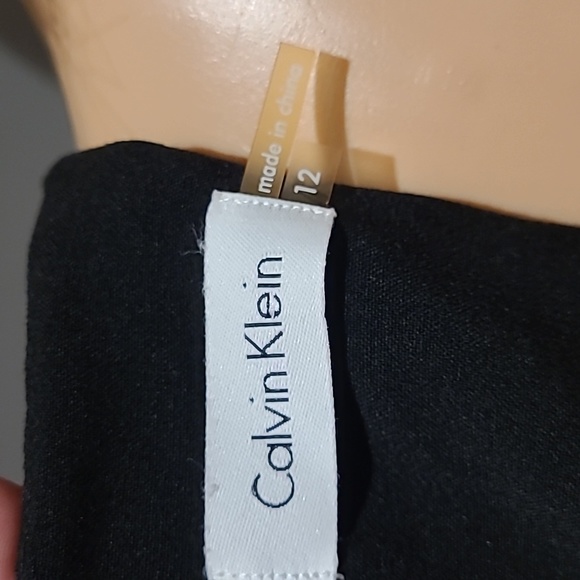 Calvin Klein black fit and flare dress ith taule and white stripes size 12 - Picture 6 of 6